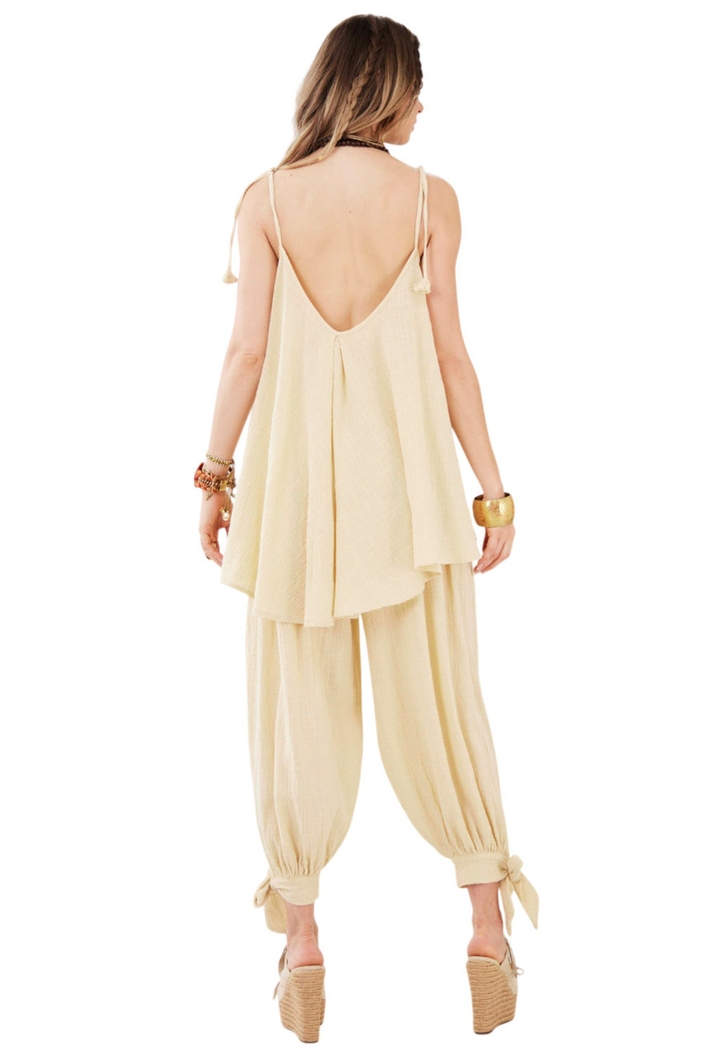 Calça Aladim Gaze Marrakesh Bege Yacamim A30