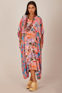 Kaftan Longo Com Recortes Rosa Patchwork Yacamim J5