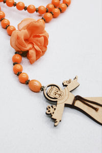 Colar Terço São Francisco De Assis Laranja Yacamim #552