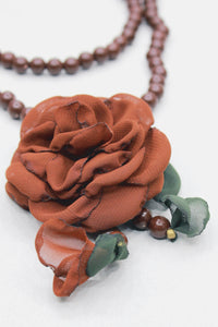 Colar Ave Maria Com Flor Marrom Yacamim #505