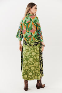 Kimono Midi Verde Patchwork Yacamim J3