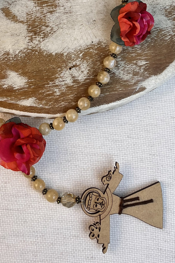 Colar Terço São Francisco De Assis Bege Yacamim #292