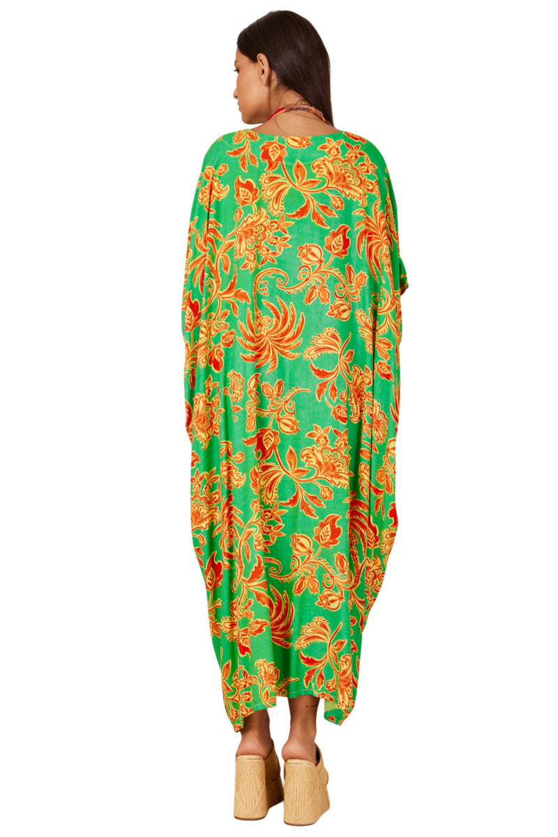 Kaftan Longo Patchwork Verde Claro Yacamim J7