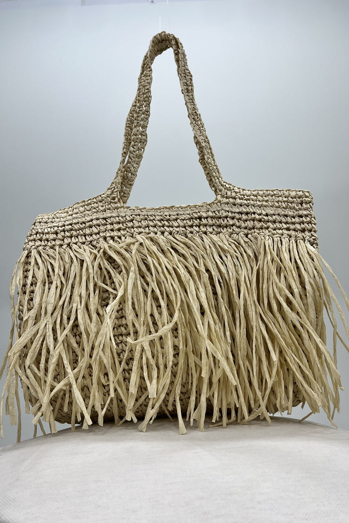 Bolsa Grande De Palha Natural Bege Yacamim #199