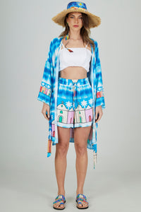 Shorts Azul Estampado Coleção Bahêa Yacamim R5