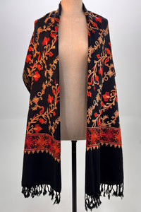 Cachecol Cashmere Preto Bordado Yacamim #332