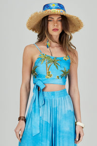 Top Cropped Azul Claro Baiana Coleção Bahêa Yacamim Q9