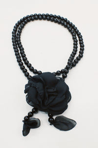 Colar Ave Maria Com Flor Preta Yacamim #594