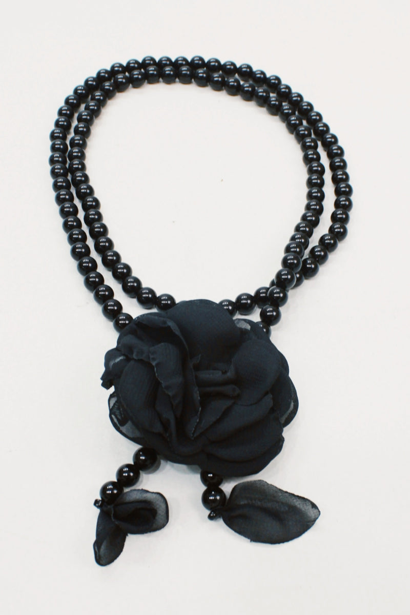 Colar Ave Maria Com Flor Preta Yacamim #594