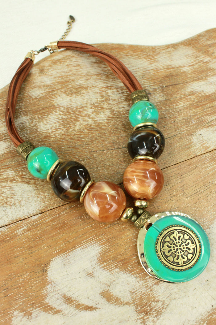 Colar Artesanal Com Pingentes De Pedras Yacamim #361