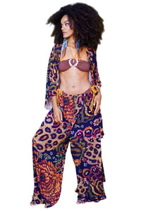 Calça Pantalona Animal Print Coleção Bahêa Yacamim Q5