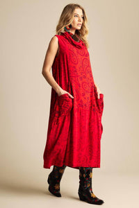 Vestido Midi Com Gola Rolê Vermelho Cashmere Yacamim