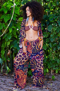 Calça Pantalona Animal Print Coleção Bahêa Yacamim Q5