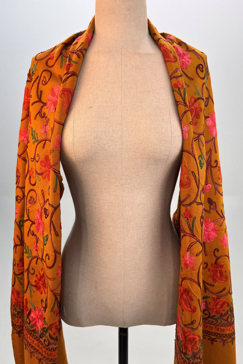 Cachecol Cashmere Caramelo Bordado Yacamim #335