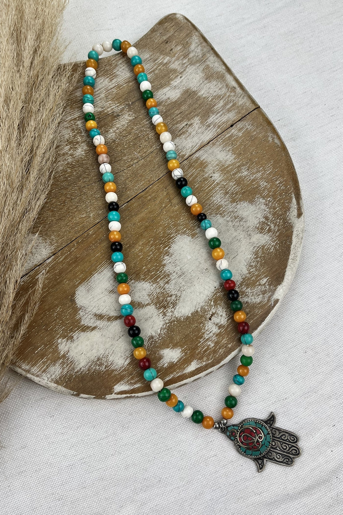 Colar Artesanal Com Pingente De Mão De Fátima Yacamim #192