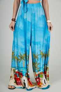 Calça Pantalona Azul Baiana Claro Yacamim Q10