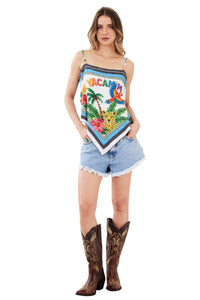 Cropped Lenço Branco Estampa Exclusiva Yacamim F8