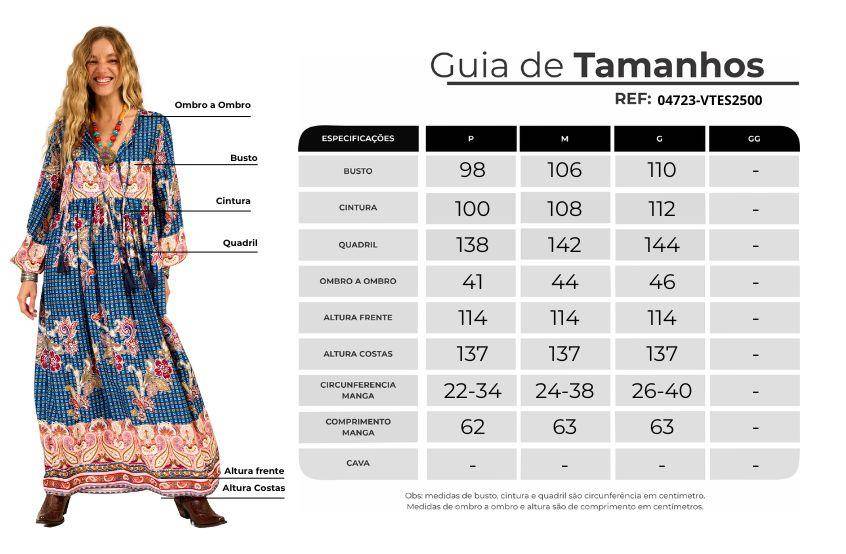 Vestido Longo Com Mangas Bufantes Azul Estampa Paisley Yacamim E2