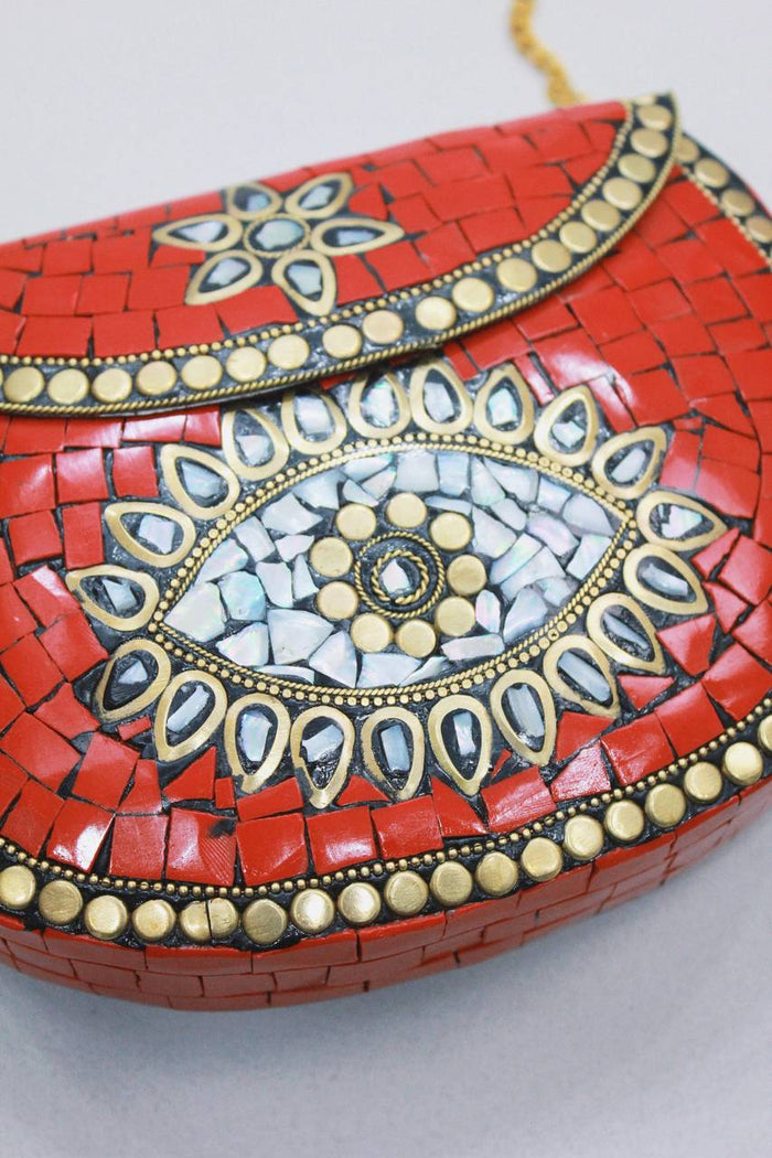 Bolsa De Mão Mosaico Vermelha Yacamim #528