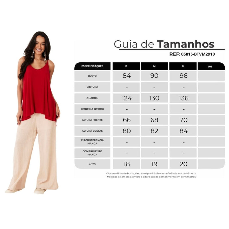 Bata Ampla Com Alças De Amarrar Vermelho Yacamim B2