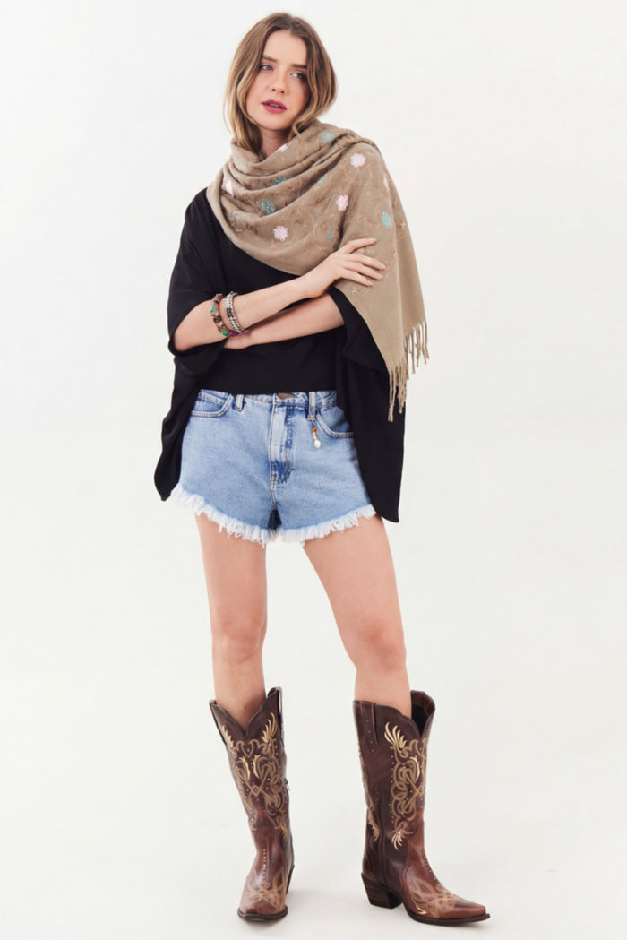 Cachecol Cashmere Marrom Claro Yacamim #883