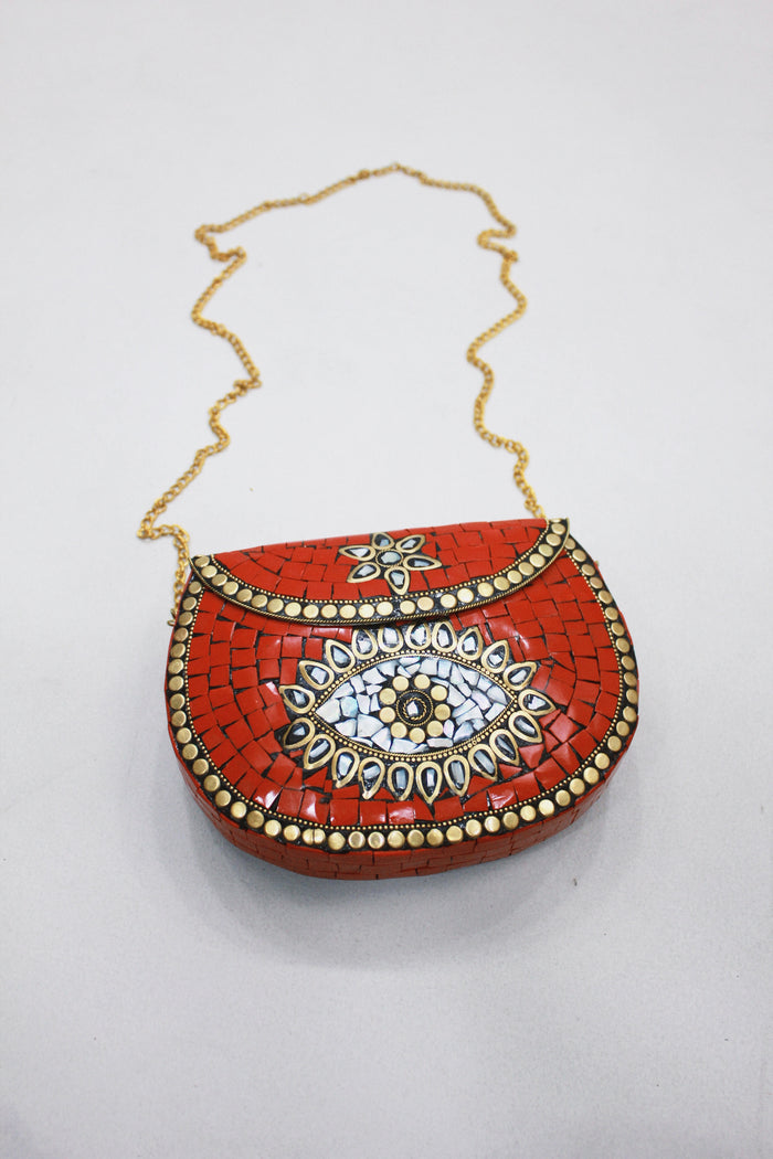 Bolsa De Mão Mosaico Vermelha Yacamim #528