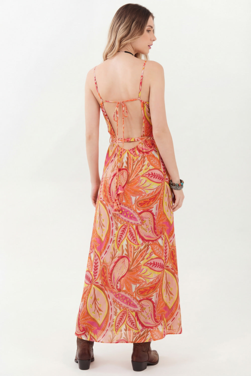 Vestido Midi Transpassado Rosa Yacamim C22