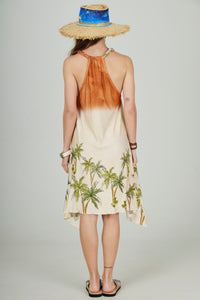 Vestido Curto Bege Coqueiros Coleção Bahêa Yacamim Q6