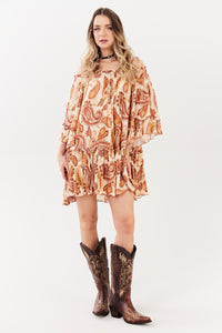 Vestido Curto Ciganinha Bege Yacamim E22