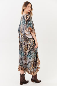 Kaftan Midi Animal Print Yacamim J10