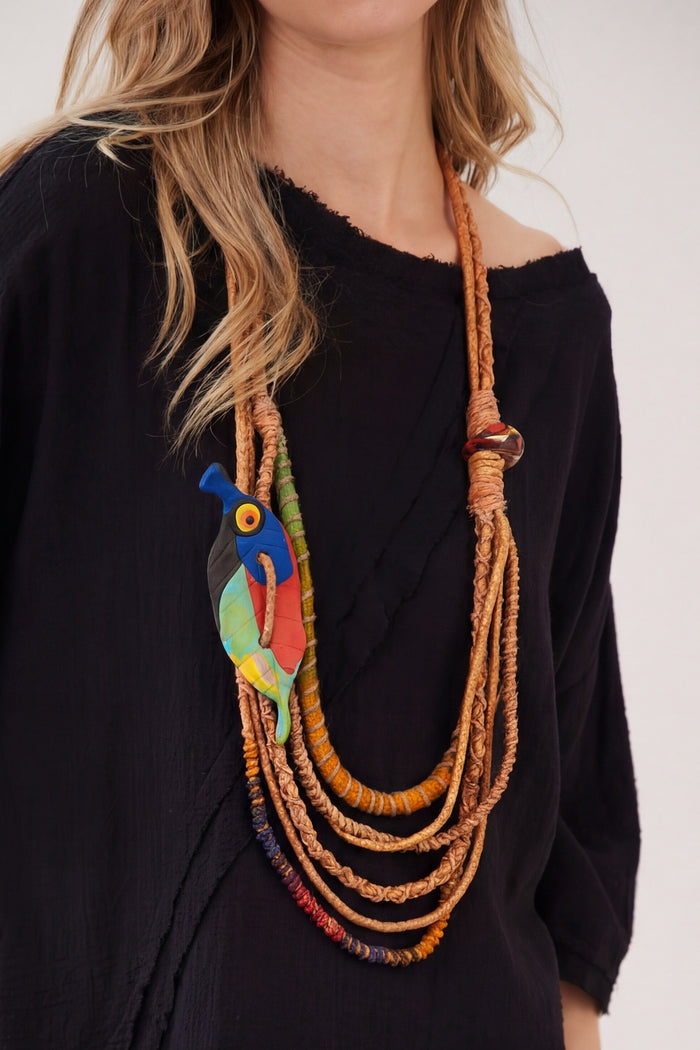 Colar Artesanal De Cordas Coloridas Yacamim #869