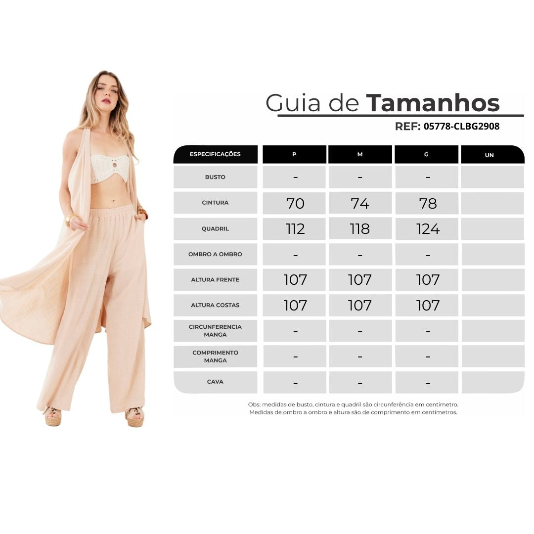 Calça 100% Algodão Bege Escuro Yacamim I7