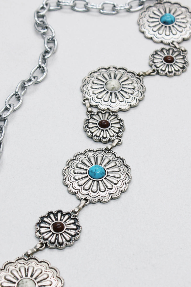 Cinto Metálico De Corrente E Fivelas De Metal Com Pedras Yacamim #562