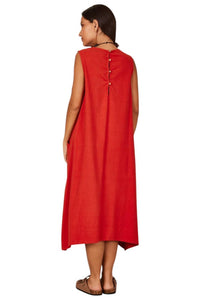 Vestido Curto De Linho Regata Terracota Yacamim C31