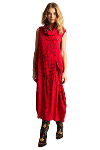 Vestido Midi Com Gola Rolê Vermelho Cashmere Yacamim