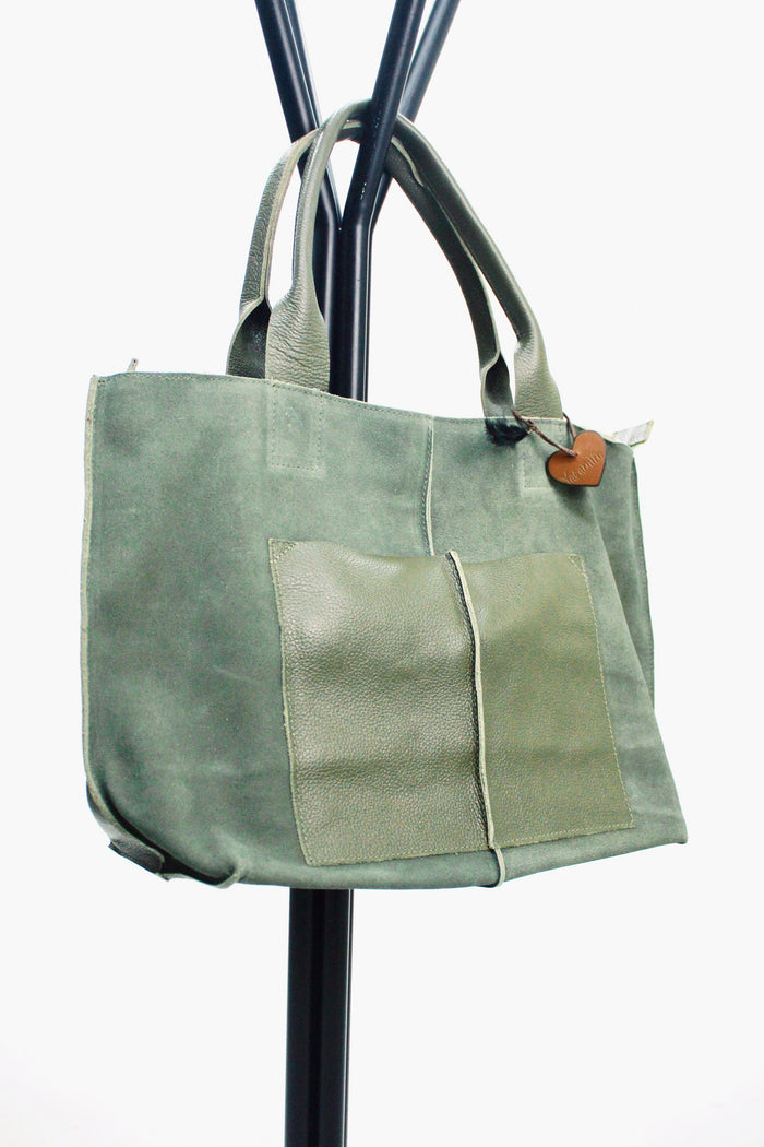 Bolsa De Couro Com Alças Verde Yacamim #426 