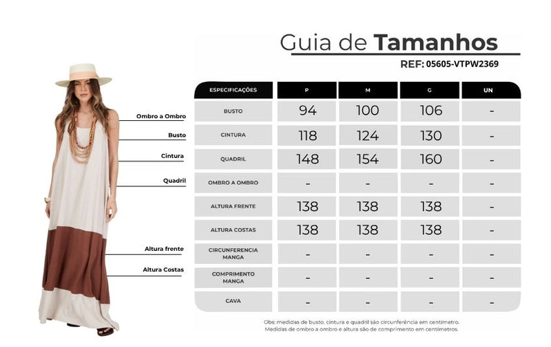 Vestido Longo Nadador Bege E Marrom Yacamim C23