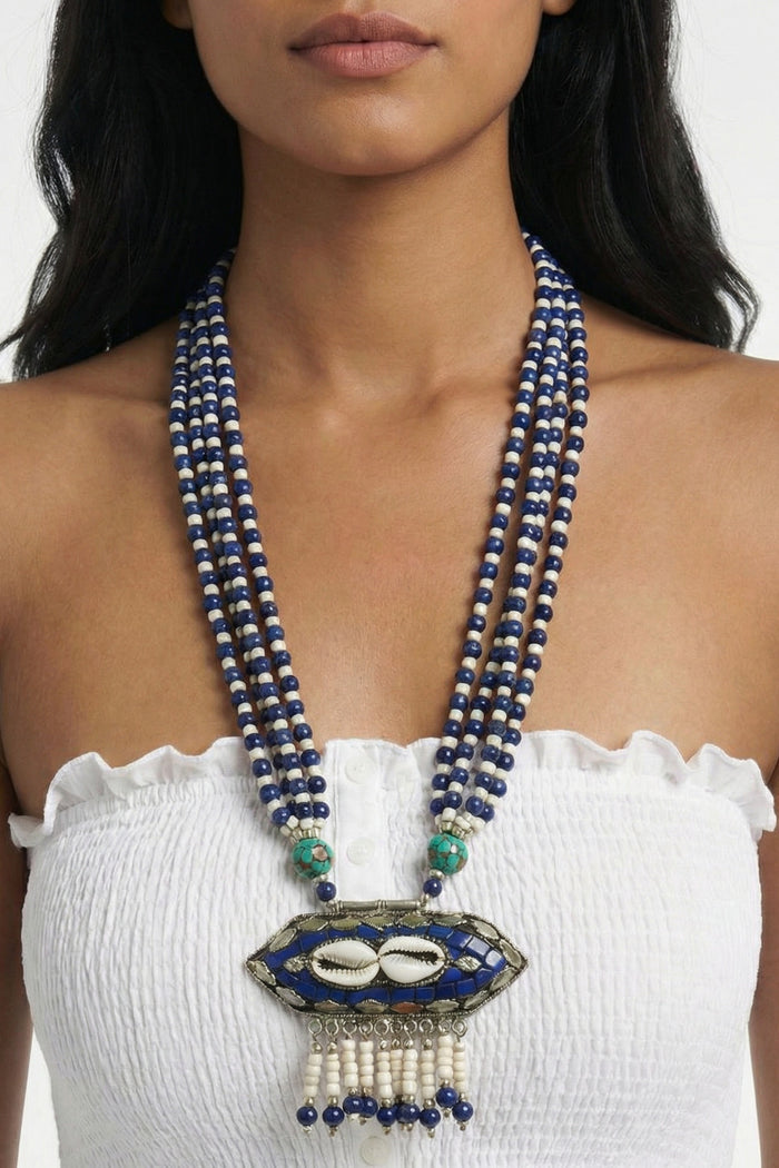 Colar Indiano Com Medalhão Hexagonal Yacamim #829