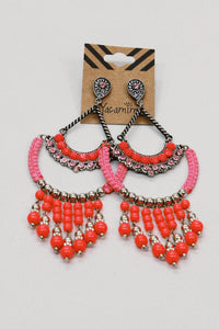 Brinco De Miçangas E Macramê Rosa Yacamim #618