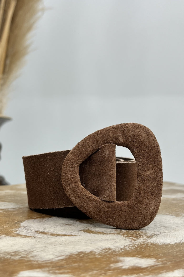 Cinto Com Fivela De Couro Marrom Claro Yacamim #191