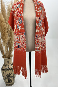 Cachecol Cashmere Laranja Bordado Yacamim #224