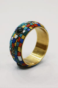 Pulseira Bracelete De Metal Com Pedras Yacamim #576