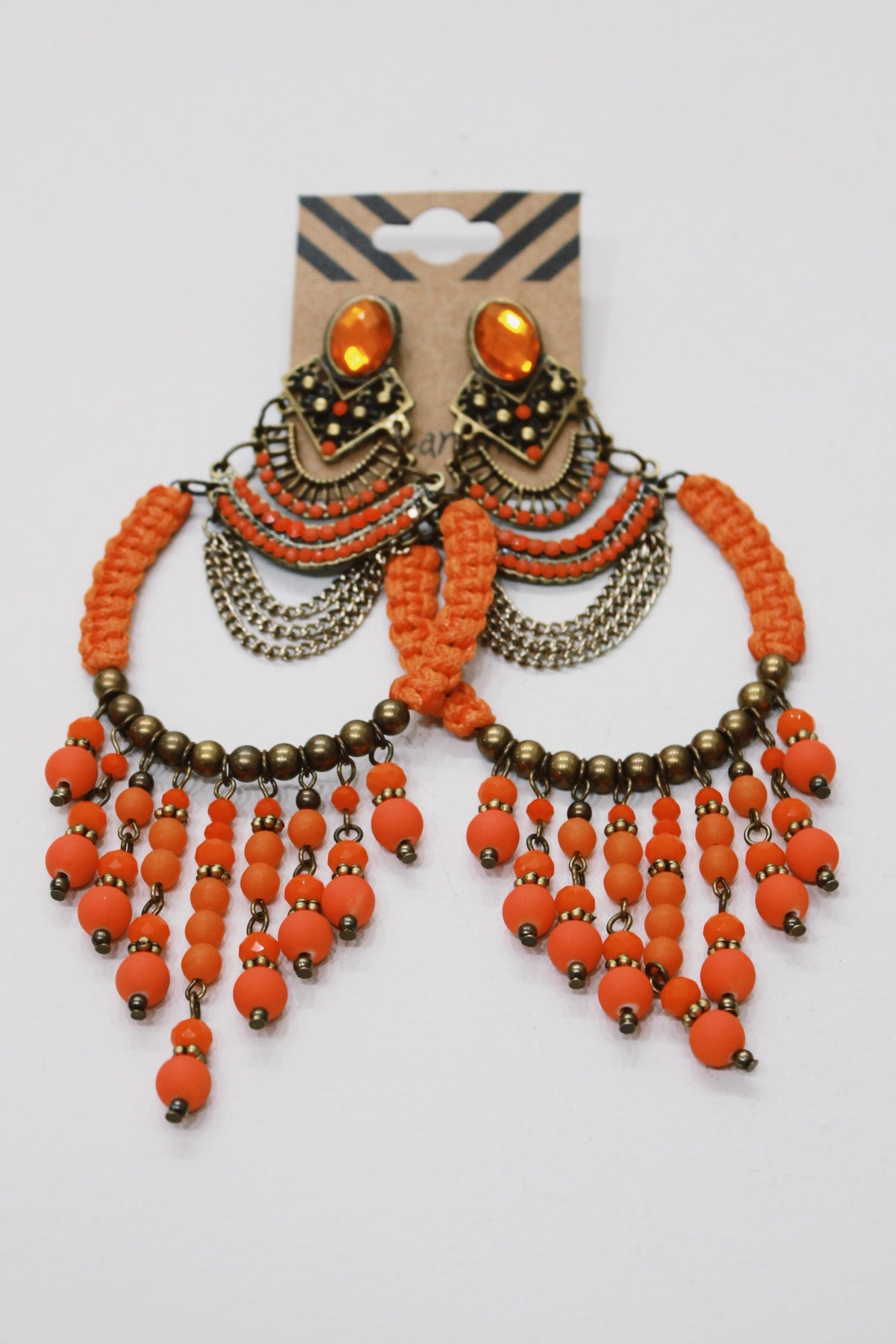Brinco Artesanal De Miçangas Laranja Yacamim #683