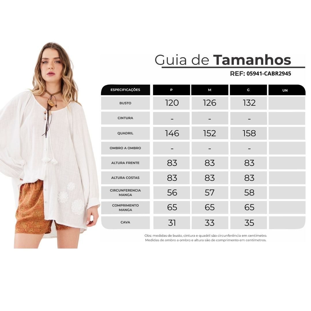 Camisa Gaze Marrakesh 100% Algodão Branco Yacamim A22