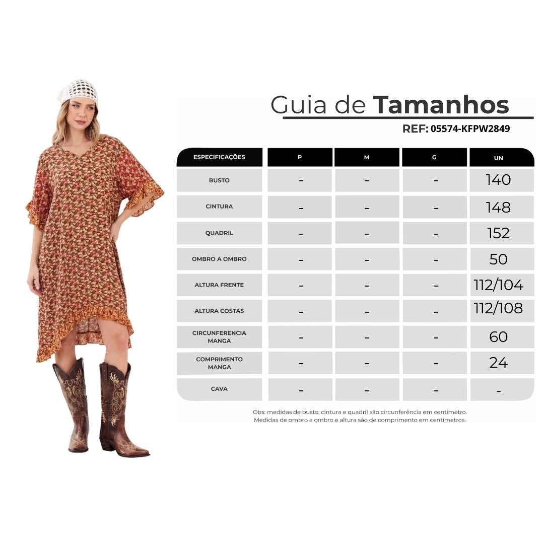 Kaftan Midi Amplo Com Pontas Laranja Patchwork Yacamim J8