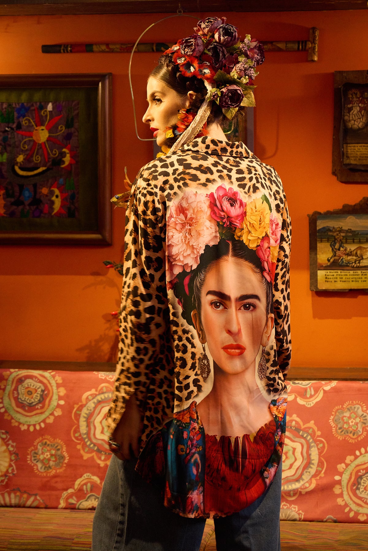Camisa Ampla Animal Print Frida Kahlo Yacamim S6