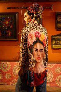 Camisa Ampla Animal Print Frida Kahlo Yacamim S6