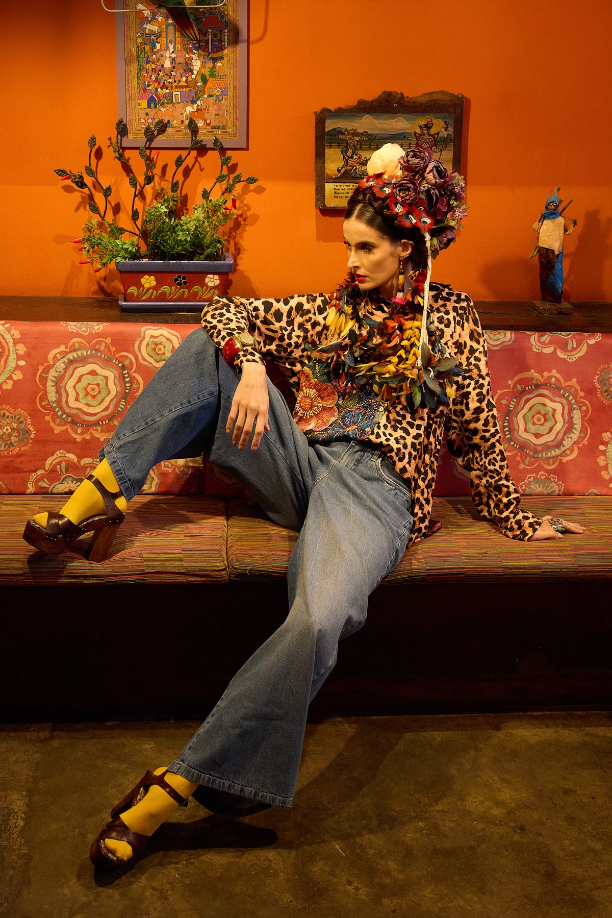 Camisa Ampla Animal Print Frida Kahlo Yacamim S6