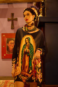 Bata Ampla Azul Royal Nossa Senhora De Guadalupe Yacamim B30