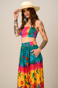 Calça Saruel Pantalona Colorida Estampada Yacamim I9